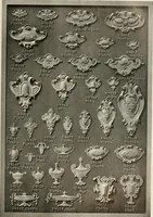 An illustration from Illustrated catalogue of period ornaments cast in composition and wood fibre for woodwork-furniture (1900)
