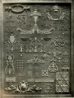An illustration from Illustrated catalogue of period ornaments cast in composition and wood fibre for woodwork-furniture (1900)
