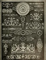 An illustration from Illustrated catalogue of period ornaments cast in composition and wood fibre for woodwork-furniture (1900)