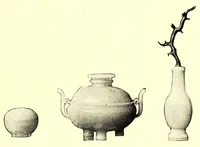 An illustration from Illustrated catalogue of the important collection of antique Chinese porcelains, Sung and Ming potteries, ancient stone sculptures carved jades and other hard stones snuf bottles, Mandarin necklaces, bronzes, enamels, palace furniture and wall panels and a number of rare and fine ancient Chinese paintings of the Sung and Ming periods (1917)