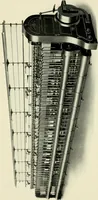 An illustration from Illustrated catalogue of cotton machinery built by Howard & Bullough American Machine Company, Ltd., Pawtucket, R.I., U.S.A. : opening, picking, carding, drawing, roving, spinning, twisting and winding machinery : warpers and slashers : containing also floor spaces, speeds, productions, gearing diagrams, useful tables and other information (1909)