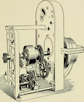 An illustration from Illustrated catalogue of cotton machinery built by Howard & Bullough American Machine Company, Ltd., Pawtucket, R.I., U.S.A. : opening, picking, carding, drawing, roving, spinning, twisting and winding machinery : warpers and slashers : containing also floor spaces, speeds, productions, gearing diagrams, useful tables and other information (1909)