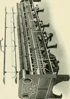 An illustration from Illustrated catalogue of cotton machinery built by Howard & Bullough American Machine Company, Ltd., Pawtucket, R.I., U.S.A. : opening, picking, carding, drawing, roving, spinning, twisting and winding machinery : warpers and slashers : containing also floor spaces, speeds, productions, gearing diagrams, useful tables and other information (1909)