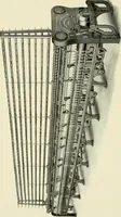 An illustration from Illustrated catalogue of cotton machinery built by Howard & Bullough American Machine Company, Ltd., Pawtucket, R.I., U.S.A. : opening, picking, carding, drawing, roving, spinning, twisting and winding machinery : warpers and slashers : containing also floor spaces, speeds, productions, gearing diagrams, useful tables and other information (1909)