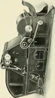 An illustration from Illustrated catalogue of cotton machinery built by Howard & Bullough American Machine Company, Ltd., Pawtucket, R.I., U.S.A. : opening, picking, carding, drawing, roving, spinning, twisting and winding machinery : warpers and slashers : containing also floor spaces, speeds, productions, gearing diagrams, useful tables and other information (1909)