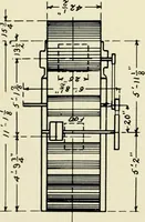 An illustration from Illustrated catalogue of cotton machinery built by Howard & Bullough American Machine Company, Ltd., Pawtucket, R.I., U.S.A. : opening, picking, carding, drawing, roving, spinning, twisting and winding machinery : warpers and slashers : containing also floor spaces, speeds, productions, gearing diagrams, useful tables and other information (1909)