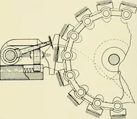 An illustration from Illustrated catalogue of cotton machinery built by Howard & Bullough American Machine Company, Ltd., Pawtucket, R.I., U.S.A. : opening, picking, carding, drawing, roving, spinning, twisting and winding machinery : warpers and slashers : containing also floor spaces, speeds, productions, gearing diagrams, useful tables and other information (1909)