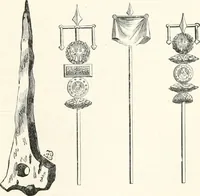 An illustration from An illustrated dictionary of words used in art and archaeology. Explaining terms frequently used in works on architecture, arms, bronzes, Christian art, colour, costume, decoration, devices, emblems, heraldry, lace, personal ornaments, pottery, painting, sculpture, &c., with their derivations (1883)