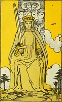 An illustration from The illustrated key to the tarot, the veil of divination, illustrating the greater and lesser arcana, embracing: The veil and its symbols. Secret tradition under the veil of divination. Art of tarot divination. Outer method of the oracles. The tarot in history. Inner symbolism. The greater keys (1918)