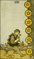 Picture 72 of 80 from The illustrated key to the tarot, the veil of divination, illustrating the greater and lesser arcana, embracing: The veil and its symbols. Secret tradition under the veil of divination. Art of tarot divination. Outer method of the oracles. The tarot in history. Inner symbolism. The greater keys (1918), leaf 141