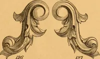An illustration from Illustrated price list of patented artificial wood ornaments for furniture manufacturers, architects, builders, interior decorators, stair builders, car builders, organ manufacturers, steamboat builders, etc, etc. (1879)