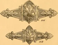 An illustration from Illustrated price list of patented artificial wood ornaments for furniture manufacturers, architects, builders, interior decorators, stair builders, car builders, organ manufacturers, steamboat builders, etc, etc. (1879)