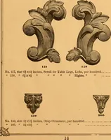 An illustration from Illustrated price list of patented artificial wood ornaments for furniture manufacturers, architects, builders, interior decorators, stair builders, car builders, organ manufacturers, steamboat builders, etc, etc. (1879)