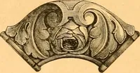 An illustration from Illustrated price list of patented artificial wood ornaments for furniture manufacturers, architects, builders, interior decorators, stair builders, car builders, organ manufacturers, steamboat builders, etc, etc. (1879)