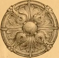 An illustration from Illustrated price list of patented artificial wood ornaments for furniture manufacturers, architects, builders, interior decorators, stair builders, car builders, organ manufacturers, steamboat builders, etc, etc. (1879)