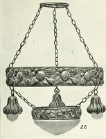 An illustration from Illustrating light iron pressed rosettes, cups, husks, leaves, roses and various ornaments used on lamps and lighting fixtures ... (1922)