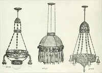 An illustration from Illustrating light iron pressed rosettes, cups, husks, leaves, roses and various ornaments used on lamps and lighting fixtures ... (1922)