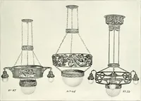 An illustration from Illustrating light iron pressed rosettes, cups, husks, leaves, roses and various ornaments used on lamps and lighting fixtures ... (1922)