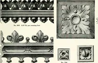 An illustration from Illustrating light iron pressed rosettes, cups, husks, leaves, roses and various ornaments used on lamps and lighting fixtures ... (1922)