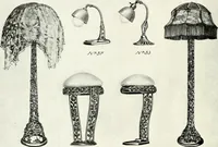 An illustration from Illustrating light iron pressed rosettes, cups, husks, leaves, roses and various ornaments used on lamps and lighting fixtures ... (1922)
