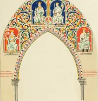 An illustration from Illustrations of the architectural ornaments and embellishments and painted glass of the Temple Church, London (1845)