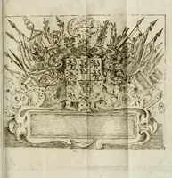An illustration from Il merito acclamato : armonici tribvti d'osseqvio, consacrati da S.E. il signor Marco Contarini, procurator di S. Marco all'Altezza Serenissima d'Ernesto Avgvsto, vescovo d'Osnabrvg, duca di Bransuich, Luneburgo, &c., in occasione che l' A.S. fauorisce S.E. nel luoco di Piazzola (1685)