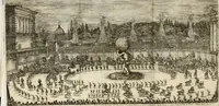 An illustration from Il Mondo festeggiante : balletto a cavallo, fatto nel teatro congiunto al palazzo del sereniss. gran dvca, per le reali nozze de' serenissimi principi Cosimo Terzo di Toscana, e Margherita Lvisa d'Orleans (1661)