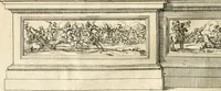 An illustration from Il mondo piangente et il cielo festeggiante : nel funerale apparato dell'essequie celebrate in Roma nella chiesa di San Luigi de Francesi alla gloriosa memoria di Anna d'Austria, regina di Francia (1666)