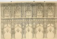 An illustration from Il mondo piangente et il cielo festeggiante : nel funerale apparato dell'essequie celebrate in Roma nella chiesa di San Luigi de Francesi alla gloriosa memoria di Anna d'Austria, regina di Francia (1666)