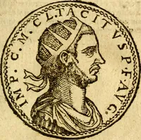 An illustration from Imagines et vitae imperatorvm Romanorvm: Illae ad vetusta numismata fideliter designatae; hae ex probatissimis auctoribus depromtae. Addita ad singulas imagines Ausonÿ & aliorum Elogia Tetrasticha (1599)