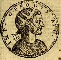 An illustration from Imagines et vitae imperatorvm Romanorvm: Illae ad vetusta numismata fideliter designatae; hae ex probatissimis auctoribus depromtae. Addita ad singulas imagines Ausonÿ & aliorum Elogia Tetrasticha (1599)