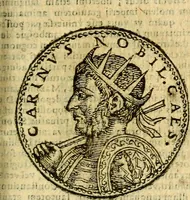 An illustration from Imagines et vitae imperatorvm Romanorvm: Illae ad vetusta numismata fideliter designatae; hae ex probatissimis auctoribus depromtae. Addita ad singulas imagines Ausonÿ & aliorum Elogia Tetrasticha (1599)