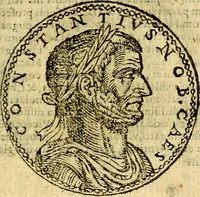 An illustration from Imagines et vitae imperatorvm Romanorvm: Illae ad vetusta numismata fideliter designatae; hae ex probatissimis auctoribus depromtae. Addita ad singulas imagines Ausonÿ & aliorum Elogia Tetrasticha (1599)