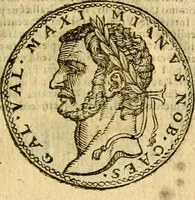 An illustration from Imagines et vitae imperatorvm Romanorvm: Illae ad vetusta numismata fideliter designatae; hae ex probatissimis auctoribus depromtae. Addita ad singulas imagines Ausonÿ & aliorum Elogia Tetrasticha (1599)