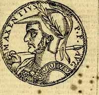 Picture 64 of 105 from Imagines et vitae imperatorvm Romanorvm: Illae ad vetusta numismata fideliter designatae; hae ex probatissimis auctoribus depromtae. Addita ad singulas imagines Ausonÿ & aliorum Elogia Tetrasticha (1599), leaf 138