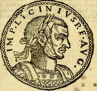An illustration from Imagines et vitae imperatorvm Romanorvm: Illae ad vetusta numismata fideliter designatae; hae ex probatissimis auctoribus depromtae. Addita ad singulas imagines Ausonÿ & aliorum Elogia Tetrasticha (1599)