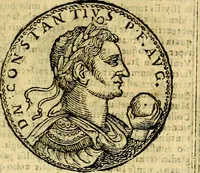 An illustration from Imagines et vitae imperatorvm Romanorvm: Illae ad vetusta numismata fideliter designatae; hae ex probatissimis auctoribus depromtae. Addita ad singulas imagines Ausonÿ & aliorum Elogia Tetrasticha (1599)