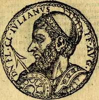 Picture 73 of 105 from Imagines et vitae imperatorvm Romanorvm: Illae ad vetusta numismata fideliter designatae; hae ex probatissimis auctoribus depromtae. Addita ad singulas imagines Ausonÿ & aliorum Elogia Tetrasticha (1599), leaf 158