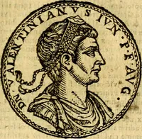 An illustration from Imagines et vitae imperatorvm Romanorvm: Illae ad vetusta numismata fideliter designatae; hae ex probatissimis auctoribus depromtae. Addita ad singulas imagines Ausonÿ & aliorum Elogia Tetrasticha (1599)