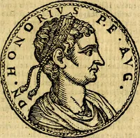 An illustration from Imagines et vitae imperatorvm Romanorvm: Illae ad vetusta numismata fideliter designatae; hae ex probatissimis auctoribus depromtae. Addita ad singulas imagines Ausonÿ & aliorum Elogia Tetrasticha (1599)