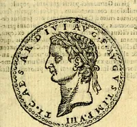 Picture 5 of 105 from Imagines et vitae imperatorvm Romanorvm: Illae ad vetusta numismata fideliter designatae; hae ex probatissimis auctoribus depromtae. Addita ad singulas imagines Ausonÿ & aliorum Elogia Tetrasticha (1599), leaf 18