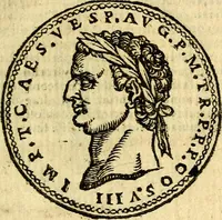 An illustration from Imagines et vitae imperatorvm Romanorvm: Illae ad vetusta numismata fideliter designatae; hae ex probatissimis auctoribus depromtae. Addita ad singulas imagines Ausonÿ & aliorum Elogia Tetrasticha (1599)