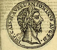 Picture 19 of 105 from Imagines et vitae imperatorvm Romanorvm: Illae ad vetusta numismata fideliter designatae; hae ex probatissimis auctoribus depromtae. Addita ad singulas imagines Ausonÿ & aliorum Elogia Tetrasticha (1599), leaf 46