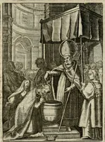 An illustration from Imagines sanctorum ord. S. Benedicti : tabellis aereis expressae cum eulogiis ex eorumdem vitis (1625)