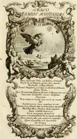 An illustration from Imago Caesaris : kayserliche Tugend-Bildnuss in Leopoldo dem Ersten, und Grossen, weyland höchst-seeligisten, und glorreichisten Angedenckens Römischen Kayser, u. u. : bey dem hoch-ansehenlichen Traur-Berüst und drey-tägiger Leich-Begängnusz, den 25. 26. und 27. Junij vorgestellet (1705)