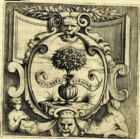 An illustration from Imprese illustri di diuersi, coi discorsi di Camillo Camilli, et con le figure intagliate in rame di Girolamo Porro Padouano .. (1586)