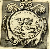 An illustration from Imprese illustri di diuersi, coi discorsi di Camillo Camilli, et con le figure intagliate in rame di Girolamo Porro Padouano .. (1586)