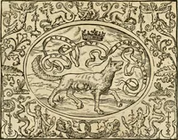 An illustration from Dialogo dell'imprese militari et amorose di monsignor Giovio, vescouo di Nocera : con vn ragionamento di messer Lodouico Domenichi nel medesimo soggetto ; con la tavola (1559)