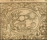 An illustration from Dialogo dell'imprese militari et amorose di monsignor Giovio, vescouo di Nocera : con vn ragionamento di messer Lodouico Domenichi nel medesimo soggetto ; con la tavola (1559)
