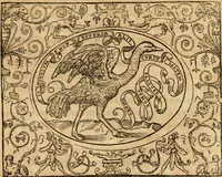 An illustration from Dialogo dell'imprese militari et amorose di monsignor Giovio, vescouo di Nocera : con vn ragionamento di messer Lodouico Domenichi nel medesimo soggetto ; con la tavola (1559)